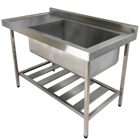 Pia Aço Inox Industrial 140x70x90 cm Cuba Grande Cubão Direita Nortinox