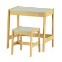 Ver imagem 3 de Conjunto Mesa Escrivaninha Penteadeira + Banqueta Infantil Madeira Freijó/verde