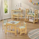 Ver imagem 4 de Conjunto Mesa Escrivaninha Penteadeira + Banqueta Infantil Madeira Freijó/verde