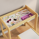 Ver imagem 2 de Conjunto Mesa Escrivaninha Penteadeira + Banqueta Infantil Madeira Freijó/verde