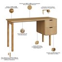 Ver imagem 5 de Mesa Escrivaninha Orgânica Home Office 2 Gavetas Flex 136cm Nordic A03 Hanover Roble - Lyam Decor