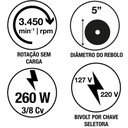 Ver imagem 5 de Moto Esmeril 260 W 5 Tramontina para Uso Profissional Bivolt Tramontina