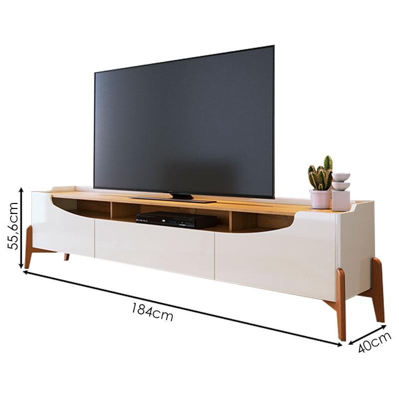 Rack Bancada Ambiene Studio com Painel para Tv Loft 1.8 Off White Nature - Imcal - 2
