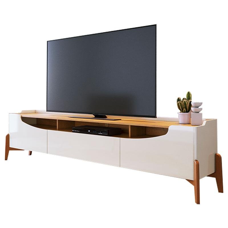 Rack Bancada Ambiene Studio com Painel para Tv Loft 1.8 Off White Nature - Imcal - 4