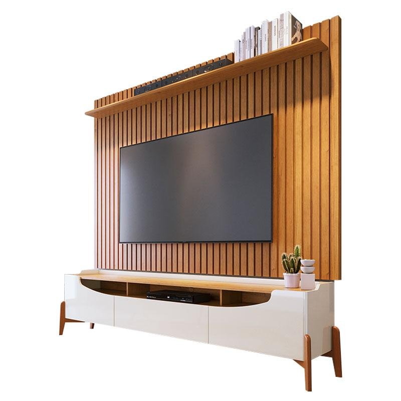 Rack Bancada Ambiene Studio com Painel para Tv Loft 1.8 Off White Nature - Imcal - 7