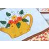 Kit de Cozinha Bordado Patchwork - Regador Amarelo com Flores Arte & Tear - 2