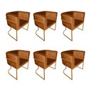 Ver imagem 1 de Kit 6 Poltronas Decorativa Sala de Estar Base de Ferro Cobre Veludo Terracota Laranja