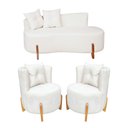 Ver imagem 1 de Conjunto 2 Poltronas + Sofá Curvo Orgânico Luna Boucle Branco - Montanaris Decor