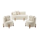 Ver imagem 1 de Conjunto 2 Poltronas + Sofá Curvo Orgânico Luna Boucle Branco - Montanaris Decor