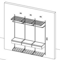 Guarda Roupa Closet Aramado Modulado Gaveta MDF 1,90m PT - 2