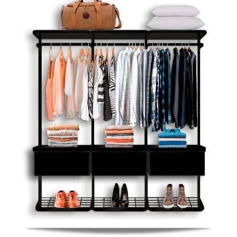 Guarda Roupa Closet Aramado Modulado Gaveta MDF 1,90m PT