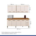 Ver imagem 2 de Cozinha Completa 9 Portas e 3 Gavetas Atenas Kaiki Moveis Nature-off White