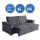 Ver imagem 3 de Sofá New Austrália 2 metros Retratil e Reclinavel Suede Cinza – Sofá na Web