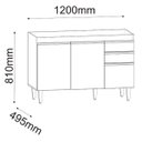 Ver imagem 5 de Balcão de Cozinha 120 Cm 3 Portas 2 Gavetas com Tampo Melissa Preto