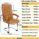 Ver imagem 3 de Cadeira de Escritório Estofada Presidente Premium Base Fixa - Caramelo