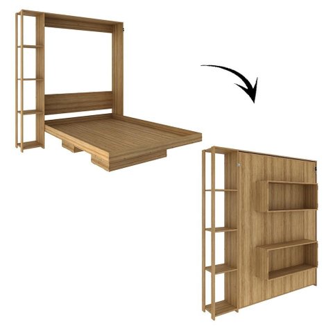 Cama Articulada Casal com 4 Prateleiras e 2 Nichos Cm8014 Amêndoa Tecnomobili