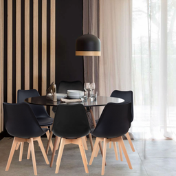 Conjunto de Mesa Jantar Cozinha Sala Redonda120cm Eiffel com 06  Cadeiras Leda Wood Estofadas - 10