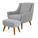 Ver imagem 1 de Poltrona Dekorien Juliet Linho Cinza Claro com Pés com Puff Decoração