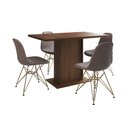 Ver imagem 6 de Mesa Jantar Londres Tampo Amêndoa 120cm 4 Cadeiras Base Dourado Estofado Nude Médio