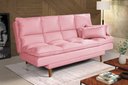Ver imagem 1 de Sofá Cama Casal 3 Lugares Andorra Suede Rosa 200 Império Estofados