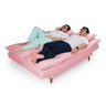 Sofá Cama Casal 3 Lugares Andorra Suede Rosa 200 Império Estofados - 5