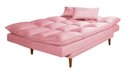 Ver imagem 4 de Sofá Cama Casal 3 Lugares Andorra Suede Rosa 200 Império Estofados