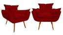Ver imagem 1 de Kit 2 Poltronas Decorativa Opala Suede Vermelho Pés Madeira Ms Decor