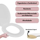 Ver imagem 4 de Assento Vaso Sanitário Almofadado Slim Branco + Lixeira Branca 6l Redondo com Tampa