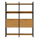 Ver imagem 2 de Kit 2 Estantes para Livros 10 Prateleiras Estilo Industrial Lâmina Mel/Preto - BRV Móveis