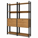 Ver imagem 3 de Kit 2 Estantes para Livros 10 Prateleiras Estilo Industrial Lâmina Mel/Preto - BRV Móveis