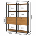 Ver imagem 4 de Kit 2 Estantes para Livros 10 Prateleiras Estilo Industrial Lâmina Mel/Preto - BRV Móveis
