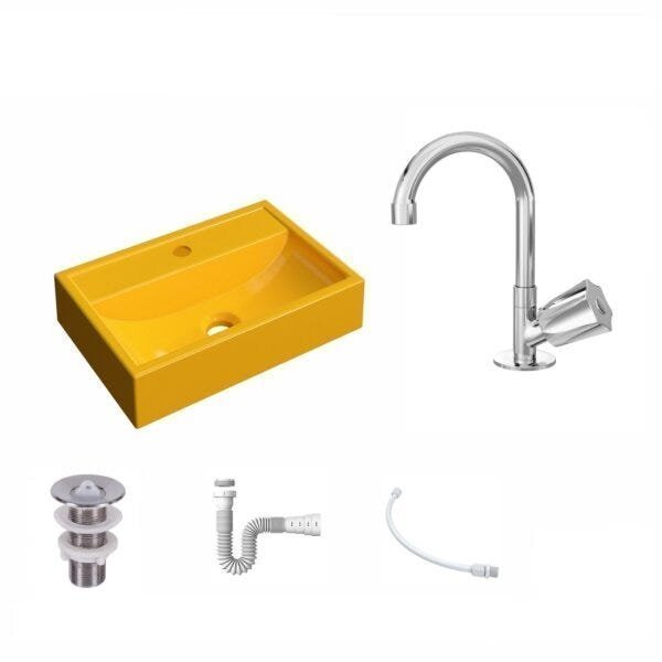 Kit Cuba Q45 com Torneira C50 e Válvula 1 Pol. ABS e Sifão PVC e Flexível Compace - 2