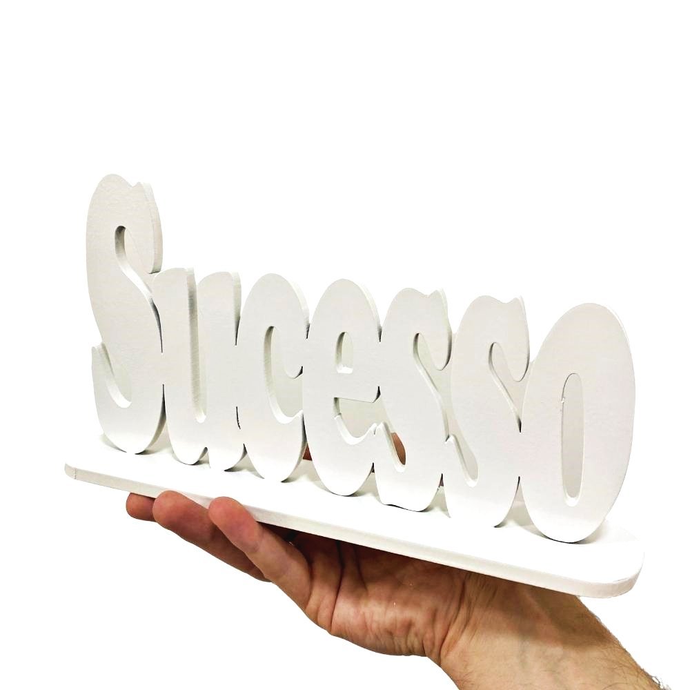 Adorno Palavra Sucesso Branco | MadeiraMadeira