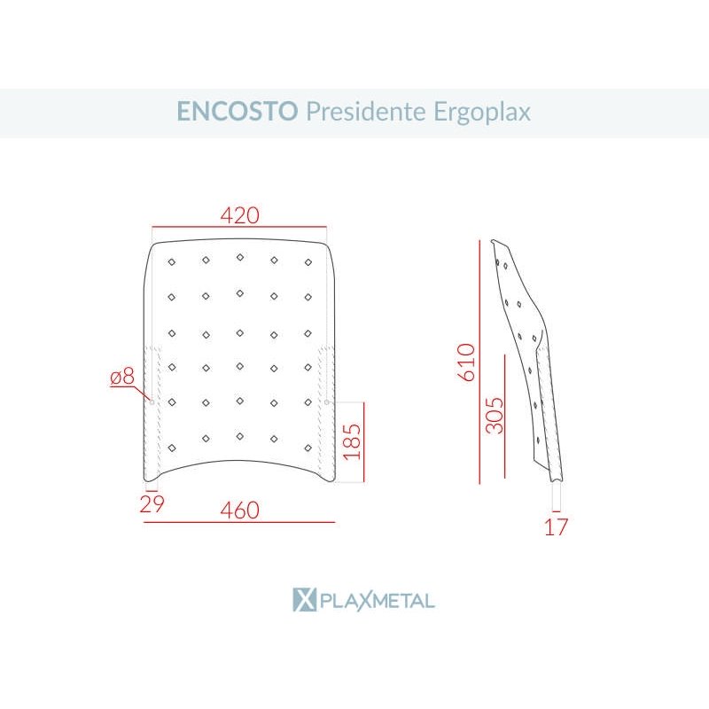Encosto de Cadeira Presidente Ergoplax+ Preto Plaxmetal - 4