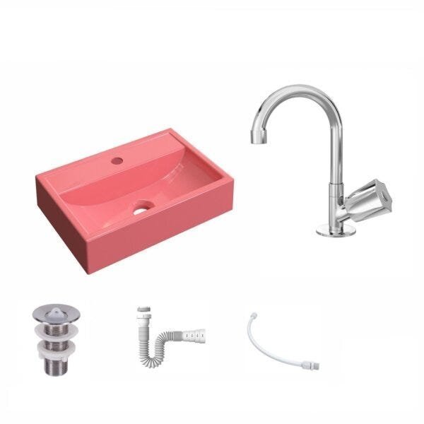 Kit Cuba Q45 com Torneira C50 e Válvula 1 Pol. ABS e Sifão PVC e Flexível Compace - 2