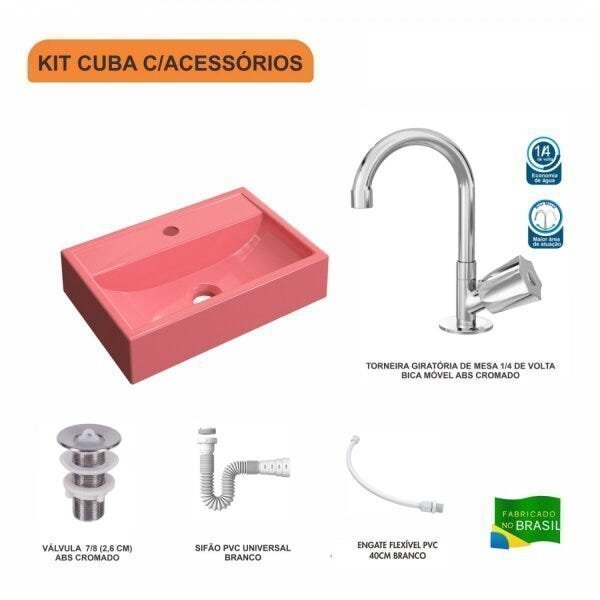 Kit Cuba Q45 com Torneira C50 e Válvula 1 Pol. ABS e Sifão PVC e Flexível Compace - 3