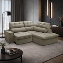 Ver imagem 3 de Sofá 3 Lugares Retrátil Reclinável Chaise Direito 243cm Solin F04 Veludo Amêndoa - Lyam Decor