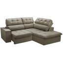 Ver imagem 1 de Sofá 3 Lugares Retrátil Reclinável Chaise Direito 243cm Solin F04 Veludo Amêndoa - Lyam Decor