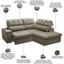 Ver imagem 4 de Sofá 3 Lugares Retrátil Reclinável Chaise Direito 243cm Solin F04 Veludo Amêndoa - Lyam Decor