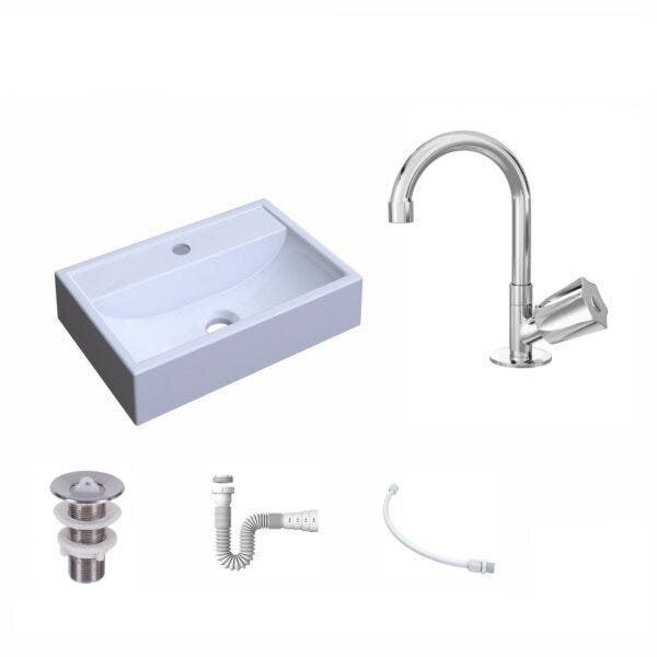 Kit Cuba Q45 com Torneira C50 e Válvula 1 Pol. ABS e Sifão PVC e Flexível Compace - 2