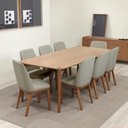 Ver imagem 1 de Conjunto de Jantar Mesa Retangular Harmony 8 Cadeiras Kalina - Natural C/ Carbono