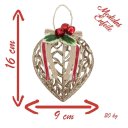 Ver imagem 2 de Conjunto 12 Peças Decoração Enfeite Bola Coração Árvore Natal Dourada Glitter Natalina 11,5cm