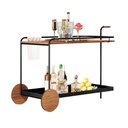 Ver imagem 2 de Carrinho Bar Agnes com Rodízios e Prateleiras Mel Estrutura Metálica Preto