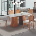 Ver imagem 1 de Conjunto Mesa Tampo Vidro 180cm x 80cm 6 Cadeiras Celine Marrom/Amendoa