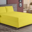 Ver imagem 2 de Jogo de Cama King Nobre 3 Peças Luva de Box 55cm de Altura Malha 100% Algodão - Amarelo