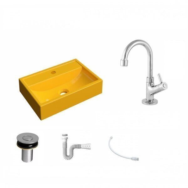 Kit Cuba Q45 com Torneira 1198 Metal e Válvula Click 1"B Pol. Sifão PVC e Flexível Compace - 2