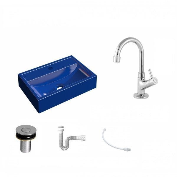 Kit Cuba Q45 com Torneira 1198 Metal e Válvula Click 1"B Pol. Sifão PVC e Flexível Compace - 2
