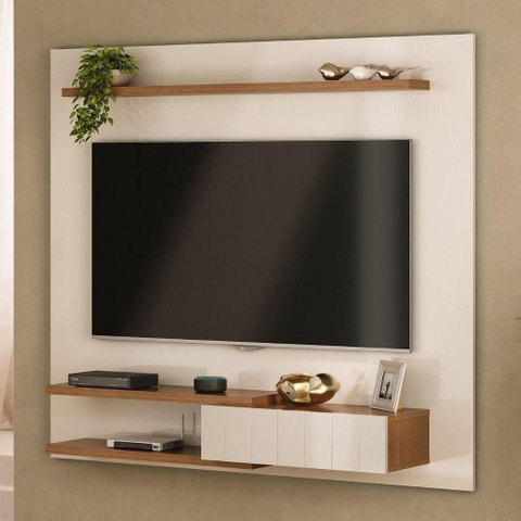 Painel para TV 55 Monza 135cm em MDF-MDP Cinamomo-Off White Artely