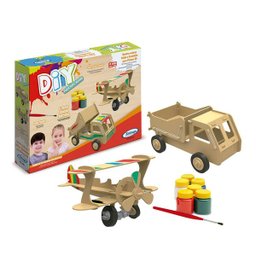 Quebra-Cabeça 3D DIY Avião e Caminhão p/ Pintar - Xalingo - 1