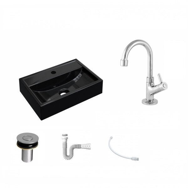 Kit Cuba Q45 com Torneira 1198 Metal e Válvula Click 1"B Pol. Sifão PVC e Flexível Compace - 2